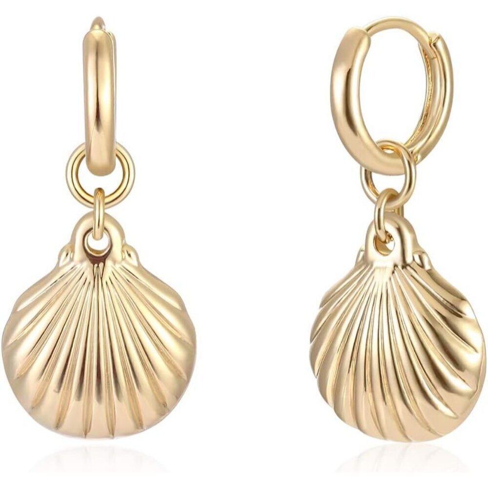 Women's Earrings Gold Huggie Hoop Dangle Drop 14K Gold Plated Small Simple